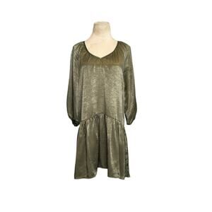 Yana K Barcelona olive green 3/4 sleeves boho mini dress size M